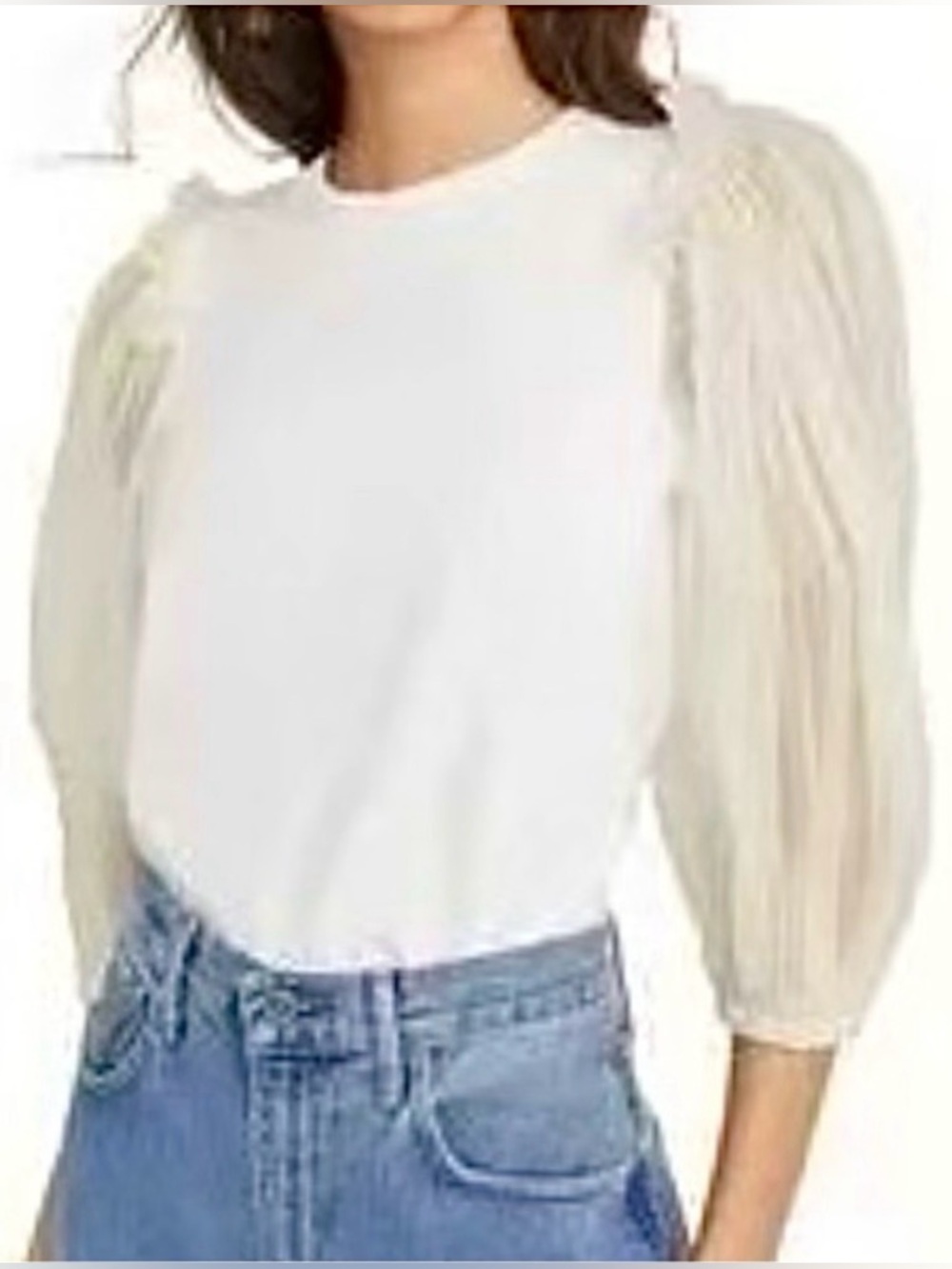 💲DROP⏰- Sea NY sheer puff sleeve top